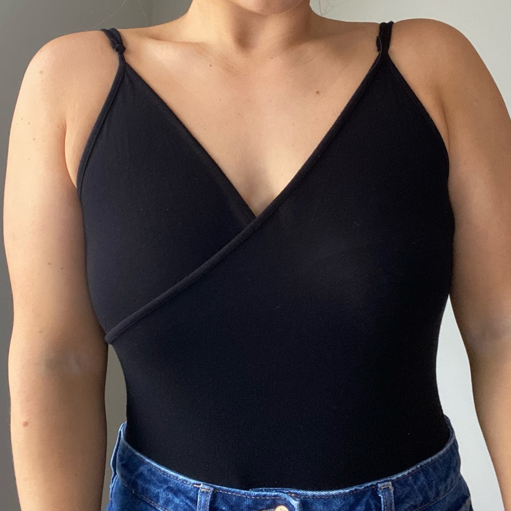 Black cross tank top body suit